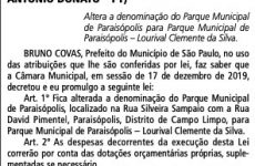 Parque de Paraisópolis passa a se chamar Lourival Clemente